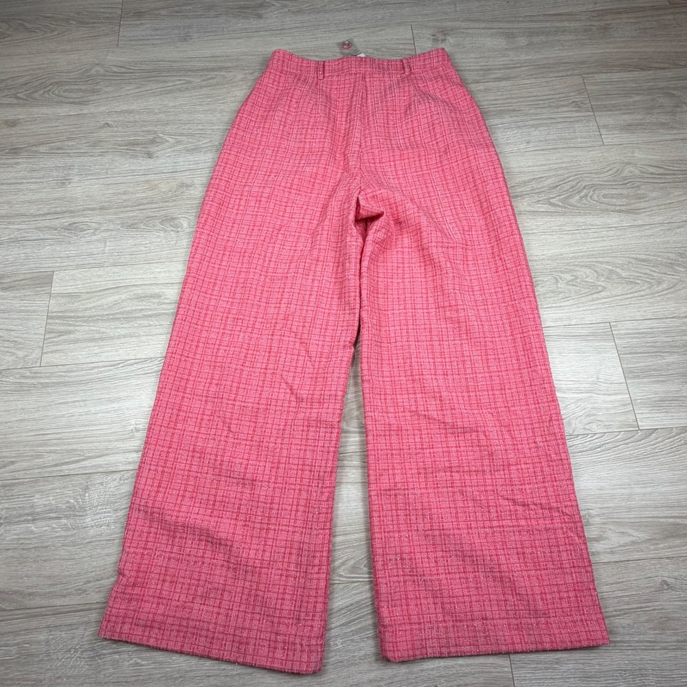 Sugarlips Adriella Pink Tweed Wide Leg High Rise Pleated Trousers NWT Women's L - Picture 9 of 10